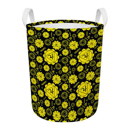 Manipura Chakra Pattern Print Round Laundry Basket