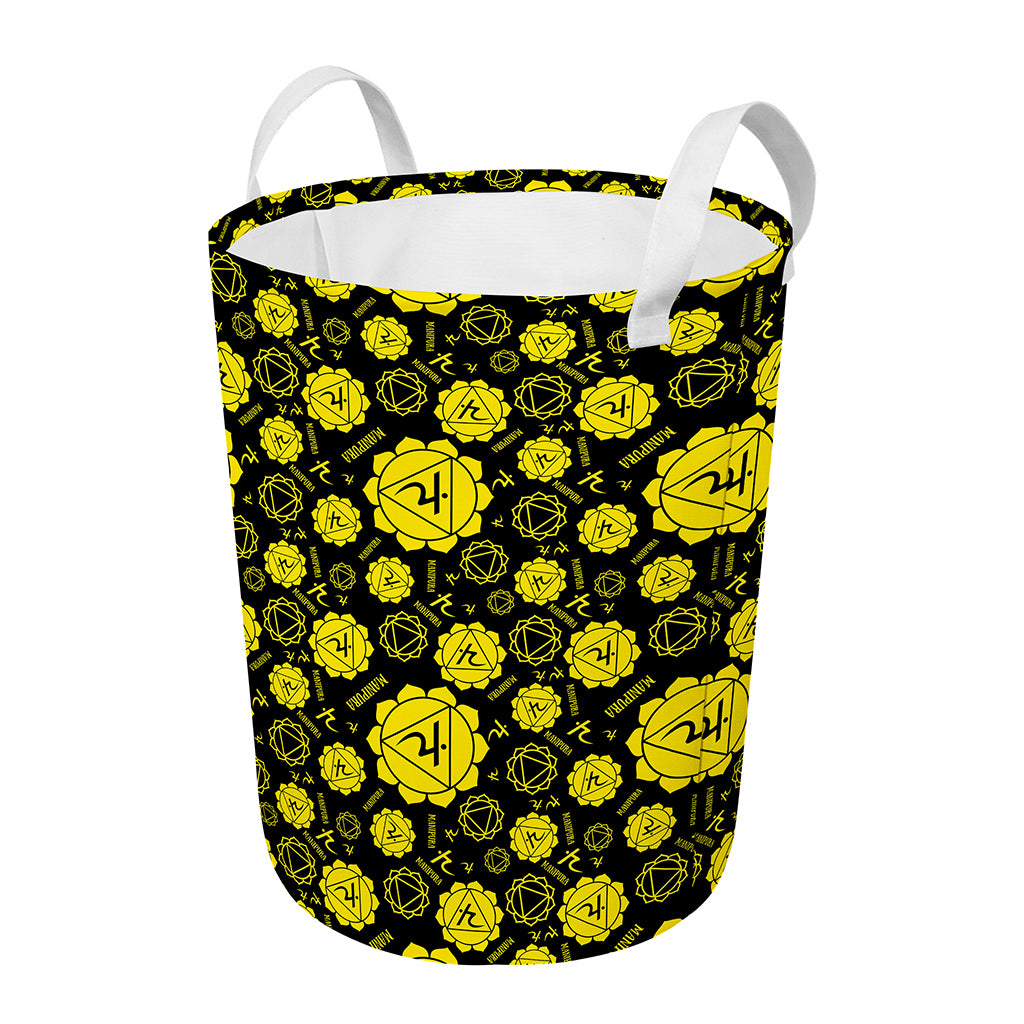 Manipura Chakra Pattern Print Round Laundry Basket