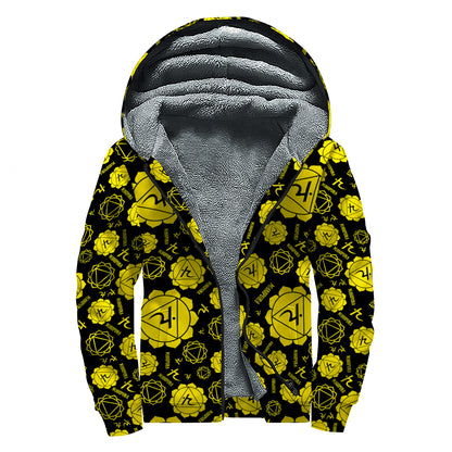 Manipura Chakra Pattern Print Sherpa Lined Zip Up Hoodie