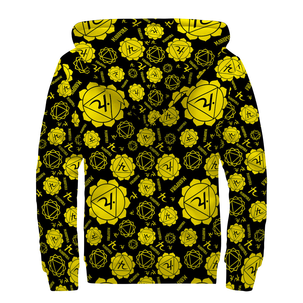 Manipura Chakra Pattern Print Sherpa Lined Zip Up Hoodie