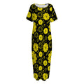 Manipura Chakra Pattern Print Short Sleeve Long Nightdress