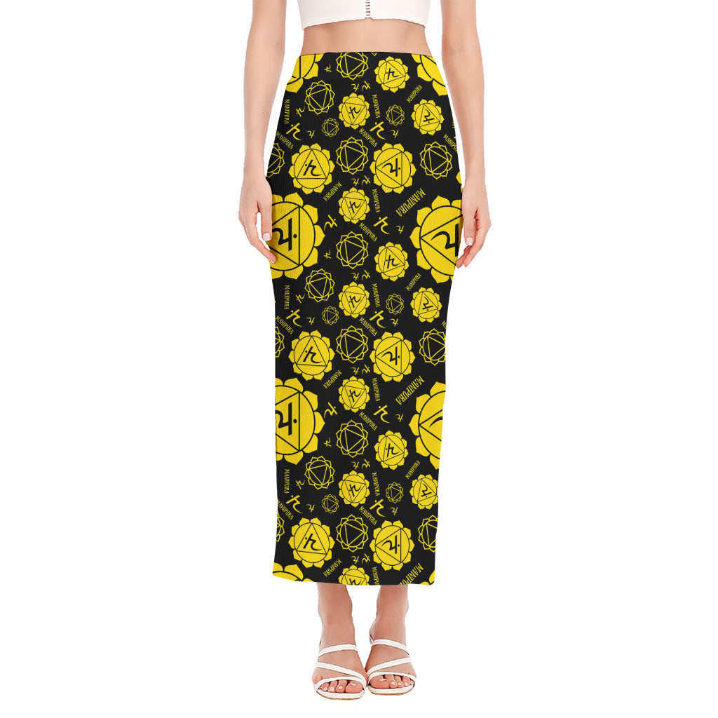 Manipura Chakra Pattern Print Side Slit Maxi Skirt