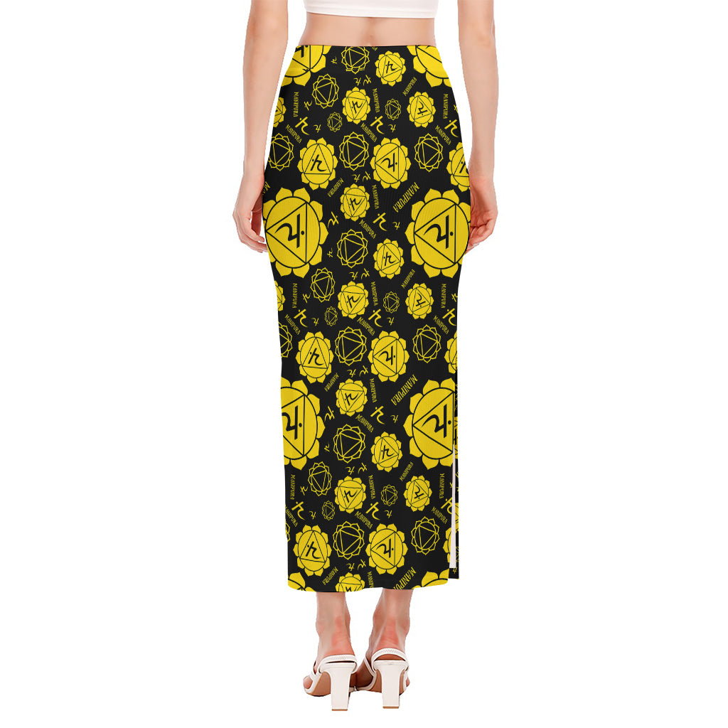 Manipura Chakra Pattern Print Side Slit Maxi Skirt