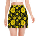 Manipura Chakra Pattern Print Side Slit Mini Skirt