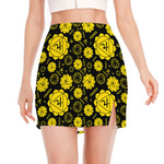 Manipura Chakra Pattern Print Side Slit Mini Skirt