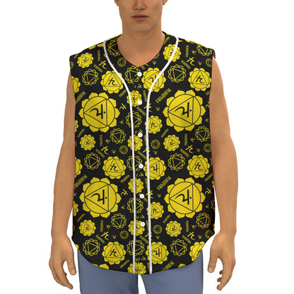 Manipura Chakra Pattern Print Sleeveless Baseball Jersey
