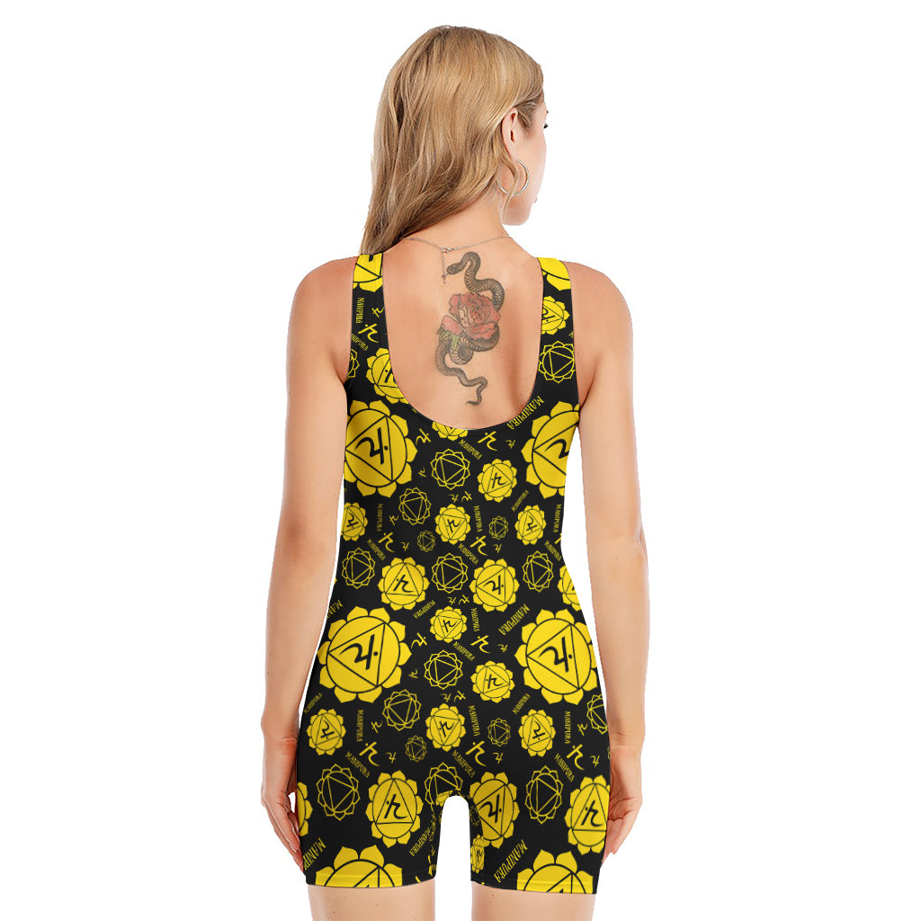 Manipura Chakra Pattern Print Sleeveless One Piece Swimsuit