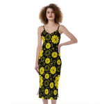 Manipura Chakra Pattern Print Slim Fit Midi Cami Dress