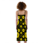 Manipura Chakra Pattern Print Slim Fit Midi Cami Dress