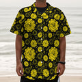 Manipura Chakra Pattern Print Textured Short Sleeve Shirt