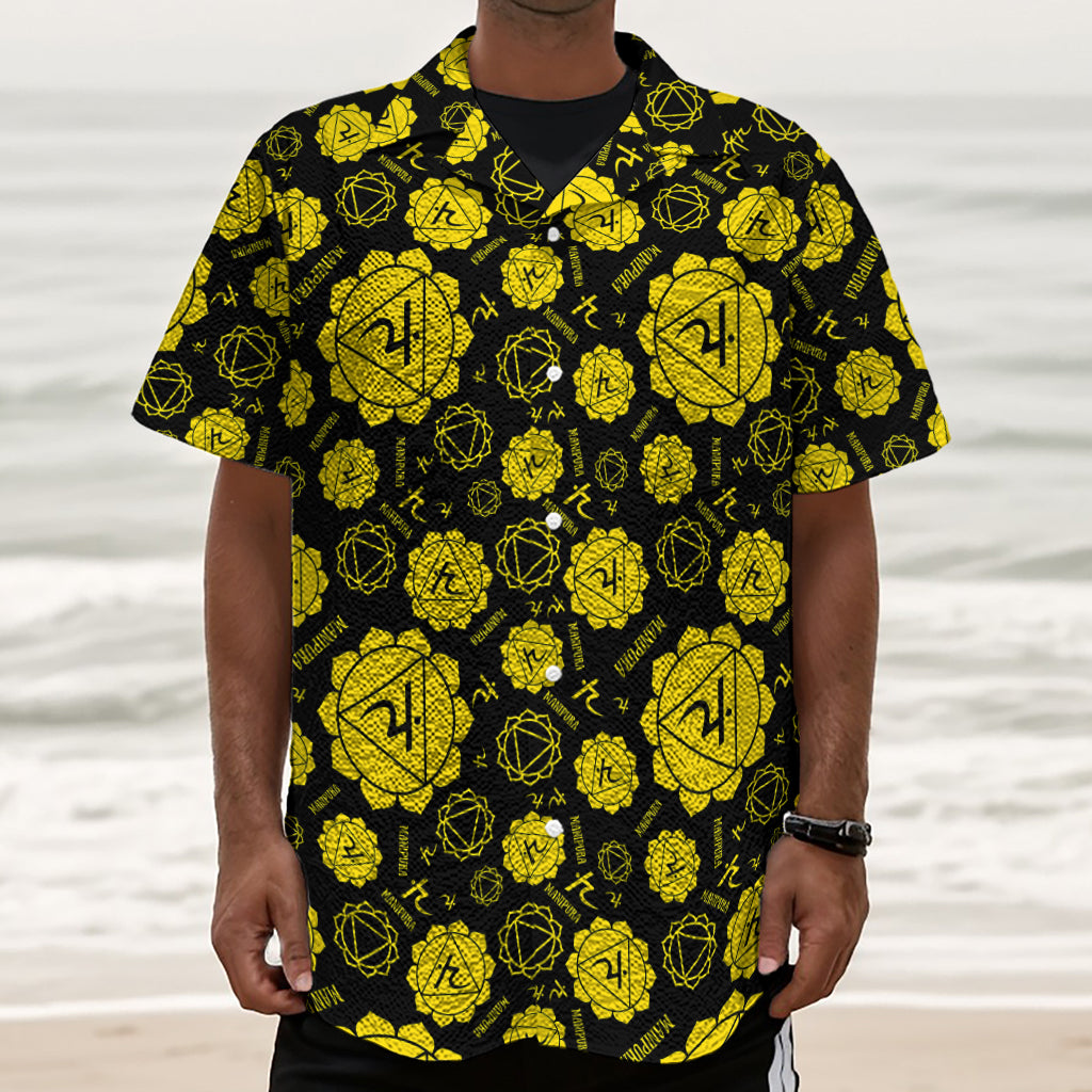 Manipura Chakra Pattern Print Textured Short Sleeve Shirt