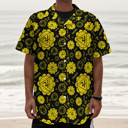 Manipura Chakra Pattern Print Textured Short Sleeve Shirt