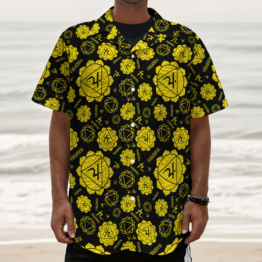 Manipura Chakra Pattern Print Textured Short Sleeve Shirt