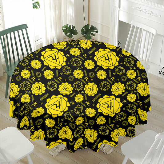 Manipura Chakra Pattern Print Waterproof Round Tablecloth