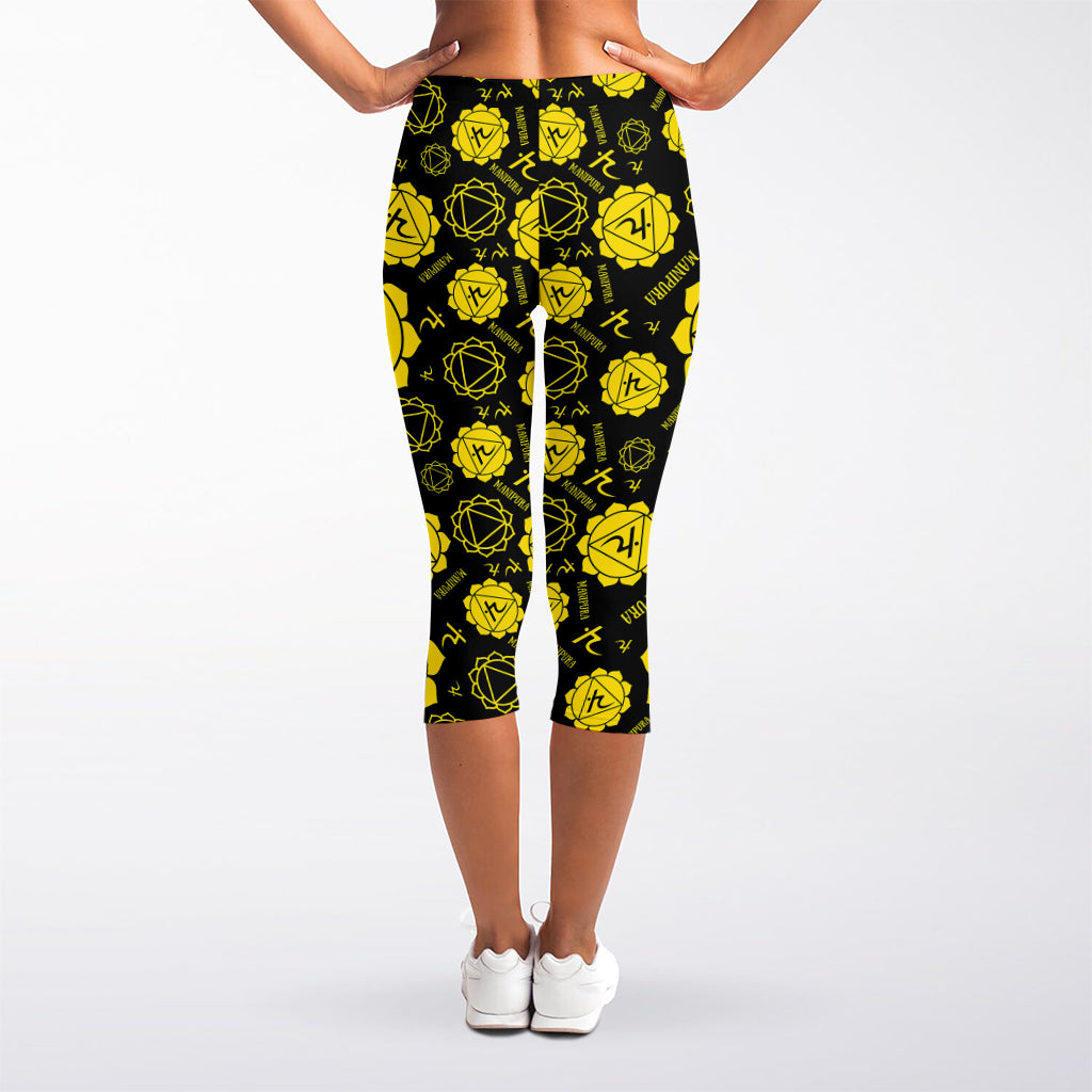 Manipura Chakra Pattern Print Women's Capri Leggings