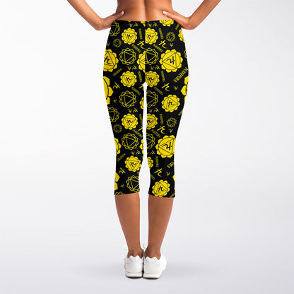 Manipura Chakra Pattern Print Women's Capri Leggings