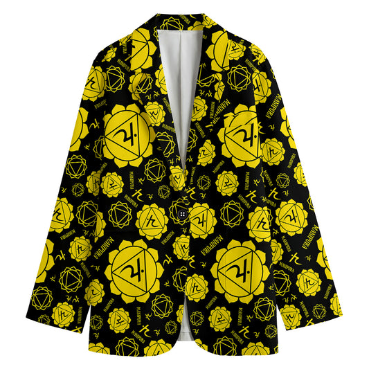 Manipura Chakra Pattern Print Women's Cotton Blazer