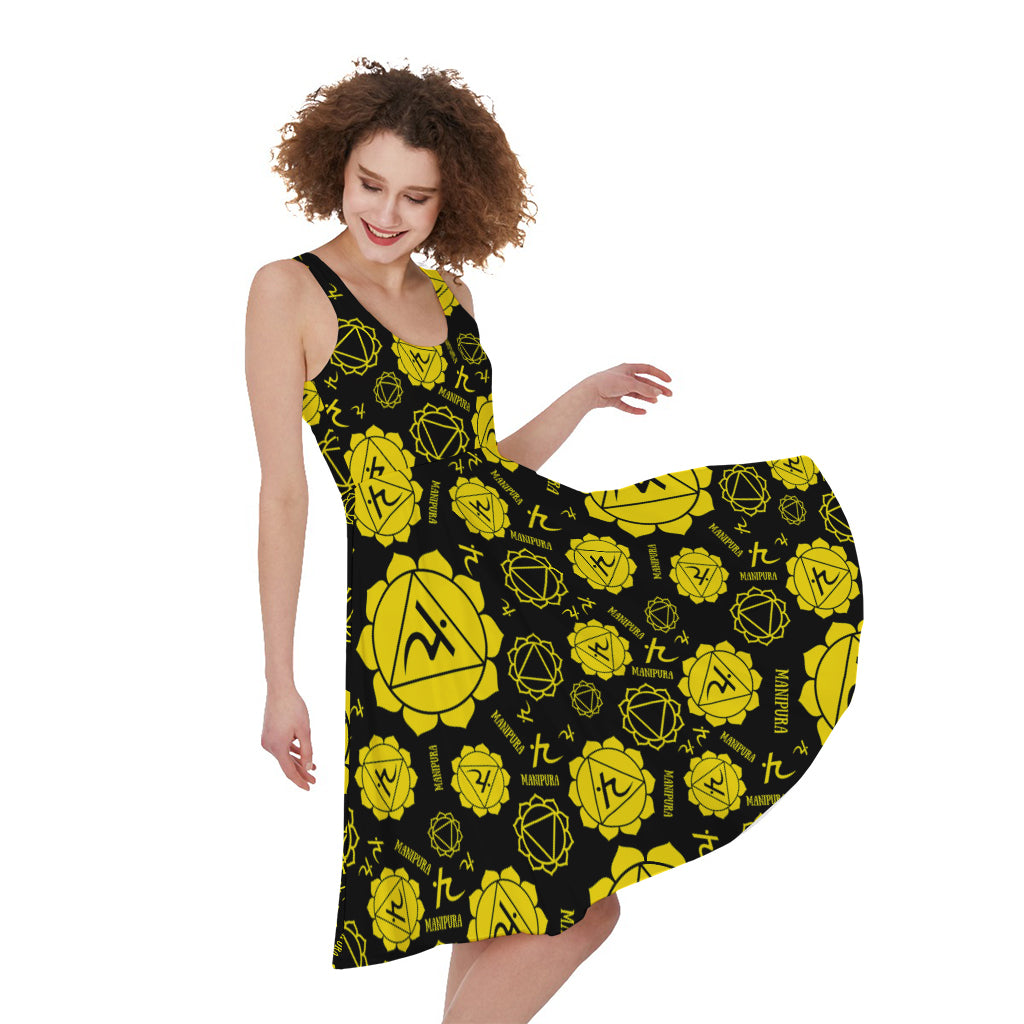 Manipura Chakra Pattern Print Women's Sleeveless Dress