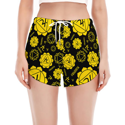 Manipura Chakra Pattern Print Women's Split Running Shorts