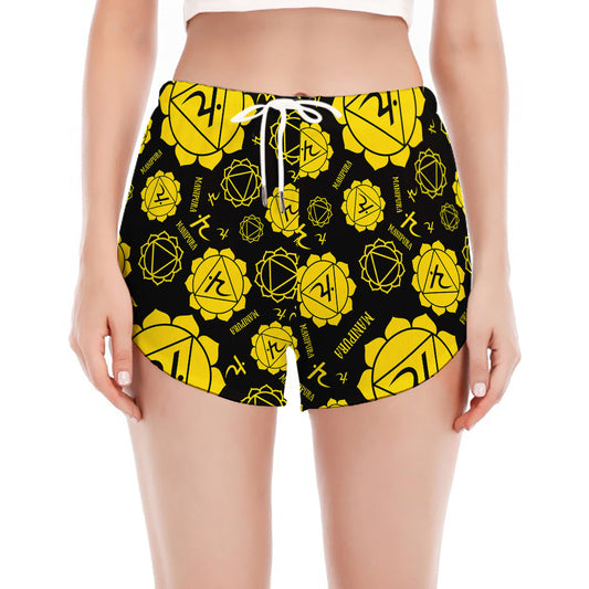 Manipura Chakra Pattern Print Women's Split Running Shorts