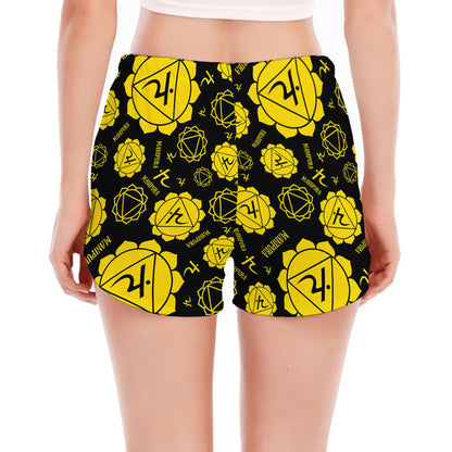 Manipura Chakra Pattern Print Women's Split Running Shorts