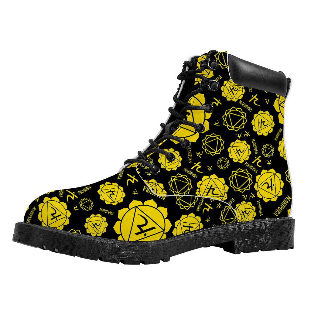 Manipura Chakra Pattern Print Work Boots