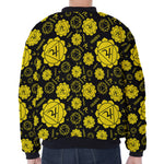 Manipura Chakra Pattern Print Zip Sleeve Bomber Jacket