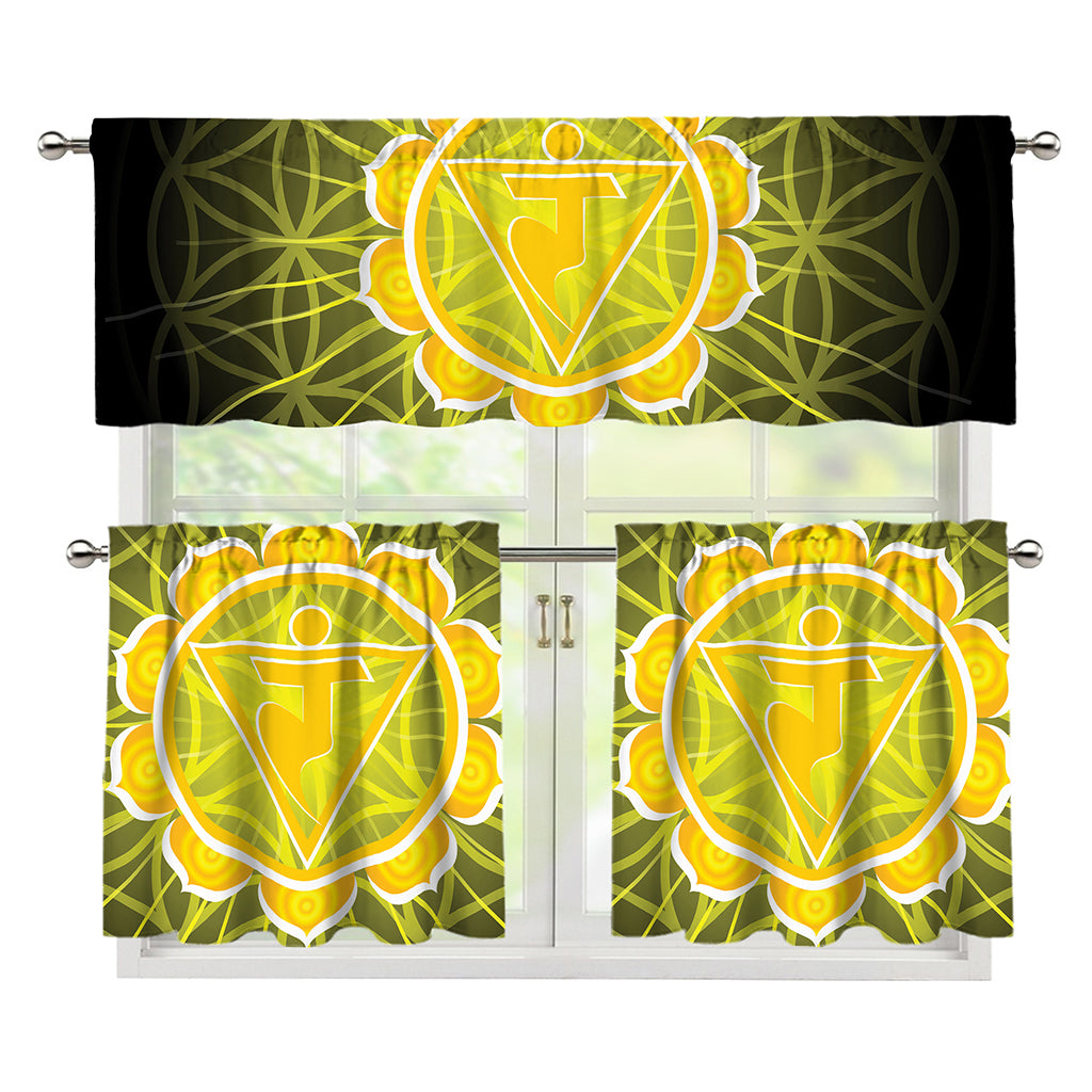 Manipura Chakra Spiritual Print 3 Piece Kitchen Curtains