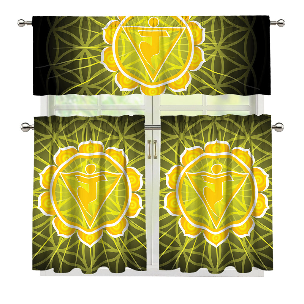Manipura Chakra Spiritual Print 3 Piece Kitchen Curtains