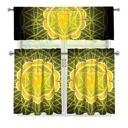 Manipura Chakra Spiritual Print 3 Piece Kitchen Curtains