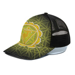 Manipura Chakra Spiritual Print Black Mesh Trucker Cap