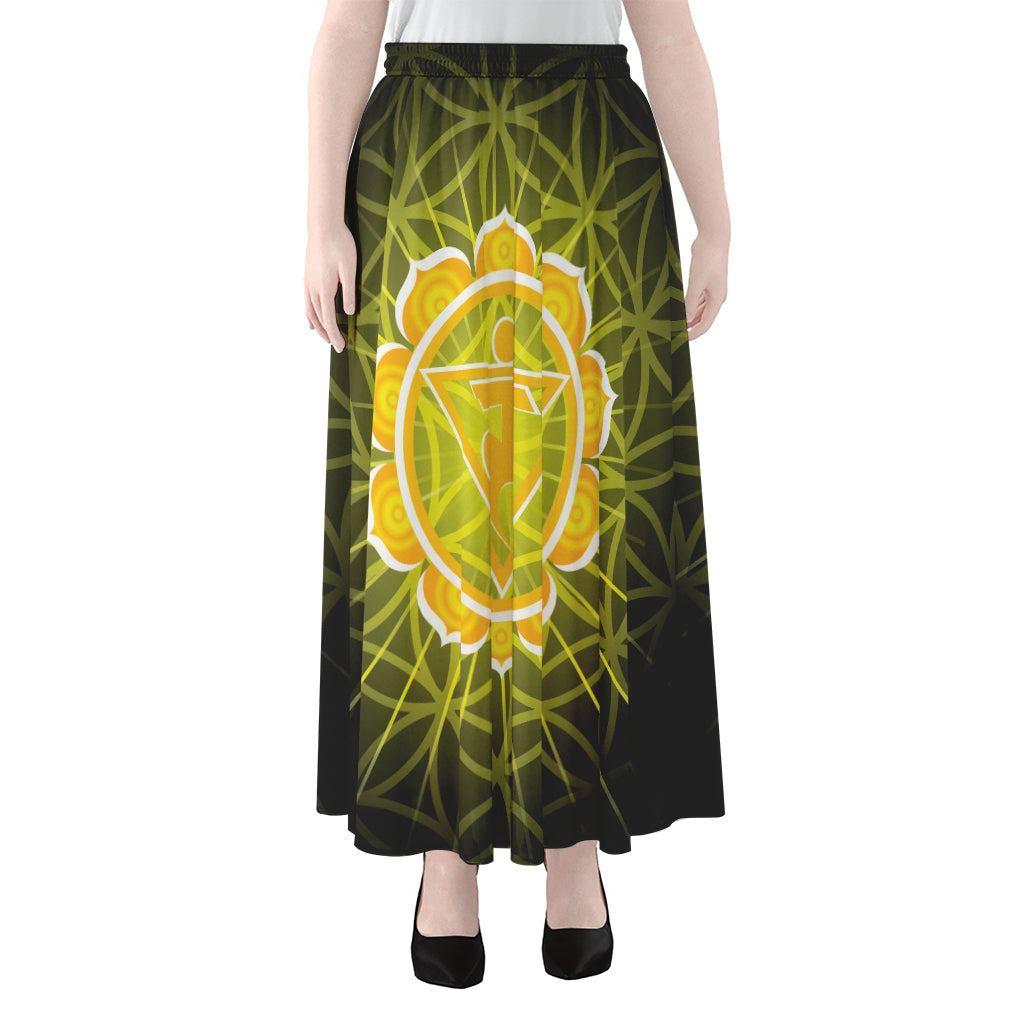 Manipura Chakra Spiritual Print Chiffon Maxi Skirt