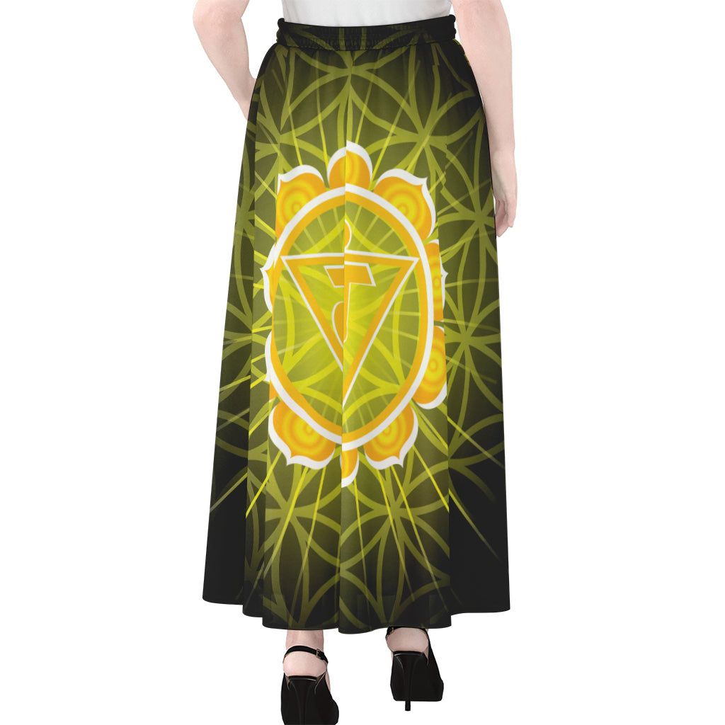 Manipura Chakra Spiritual Print Chiffon Maxi Skirt