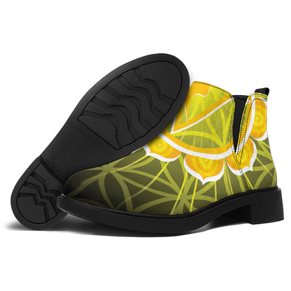 Manipura Chakra Spiritual Print Flat Ankle Boots