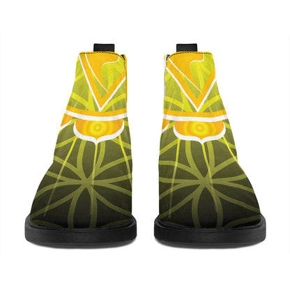 Manipura Chakra Spiritual Print Flat Ankle Boots