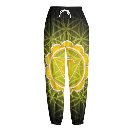 Manipura Chakra Spiritual Print Fleece Lined Knit Pants