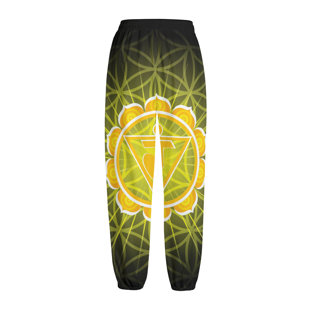 Manipura Chakra Spiritual Print Fleece Lined Knit Pants