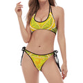 Manipura Chakra Spiritual Print Halter Scoop Tie Side Bikini