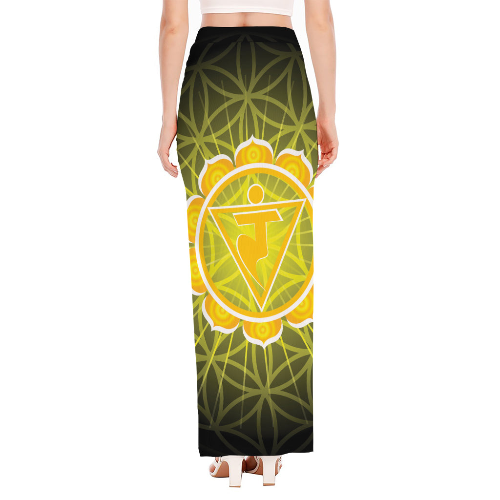 Manipura Chakra Spiritual Print High Slit Maxi Skirt