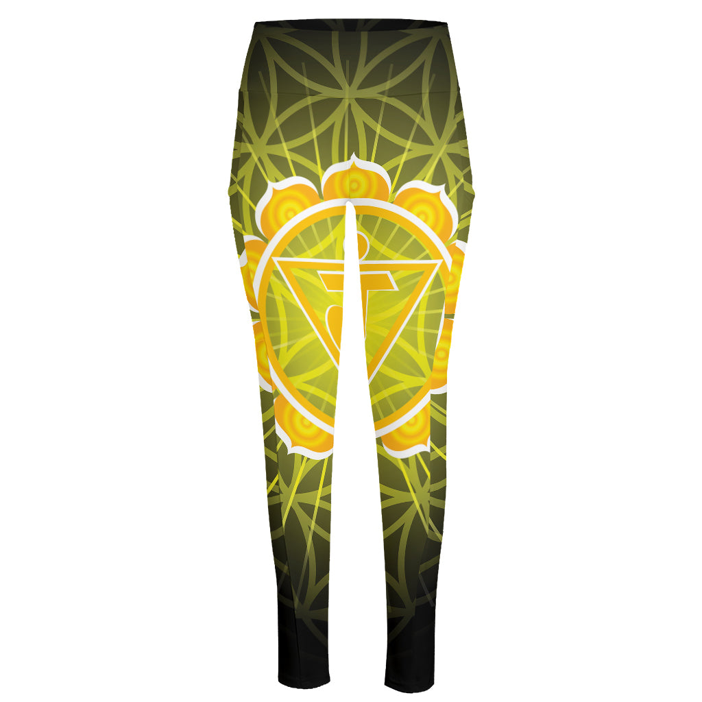 Manipura Chakra Spiritual Print High-Waisted Pocket Leggings
