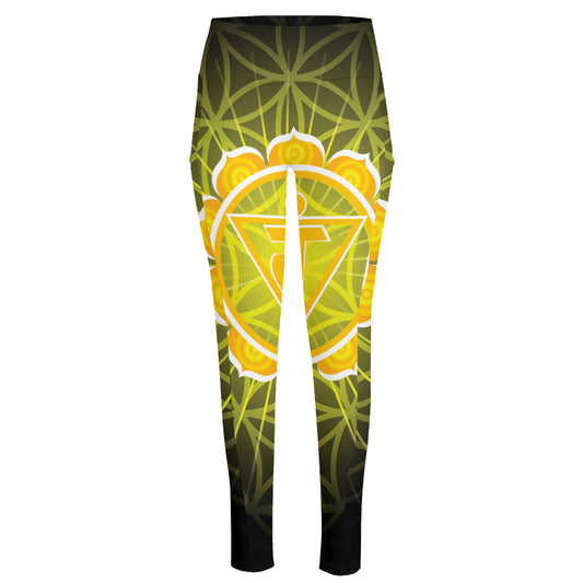 Manipura Chakra Spiritual Print High-Waisted Pocket Leggings