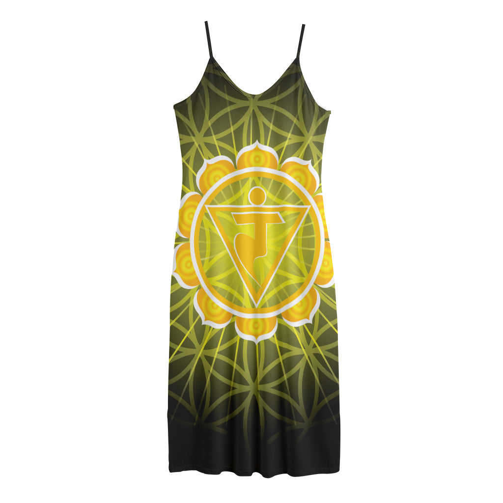 Manipura Chakra Spiritual Print Jersey Midi Cami Dress