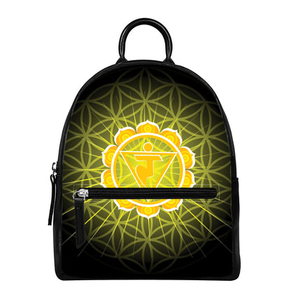 Manipura Chakra Spiritual Print Leather Backpack