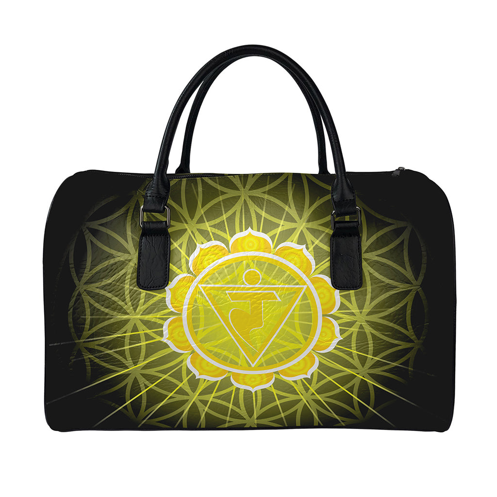Manipura Chakra Spiritual Print Leather Duffle Bag