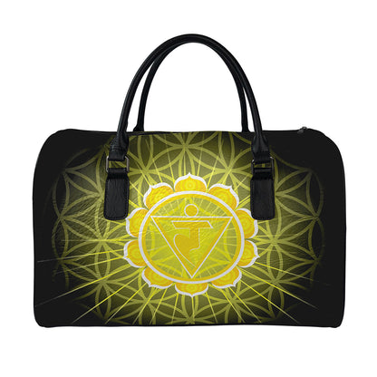 Manipura Chakra Spiritual Print Leather Duffle Bag