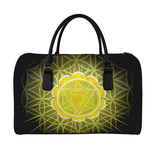 Manipura Chakra Spiritual Print Leather Duffle Bag