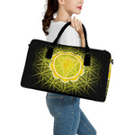 Manipura Chakra Spiritual Print Leather Duffle Bag