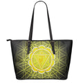 Manipura Chakra Spiritual Print Leather Tote Bag With Zipper