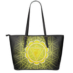 Manipura Chakra Spiritual Print Leather Tote Bag