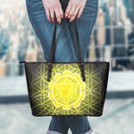 Manipura Chakra Spiritual Print Leather Tote Bag